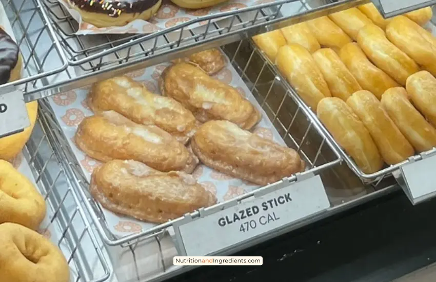 Glazed stick donuts on display at Dunkin' Donuts.