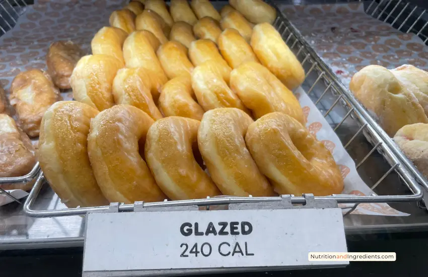 Glazed donuts on display at Dunkin'.