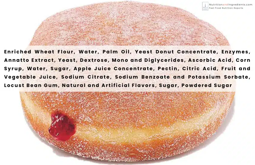Dunkin' Jelly Donut and text list of ingredients.