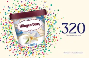 Container of Haagen-Dazs vanilla ice cream with text '320 calories'.