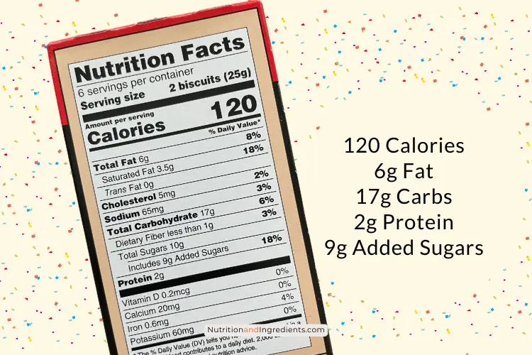 Nutrition facts label on package of Lu Milk Chocolate cookies.