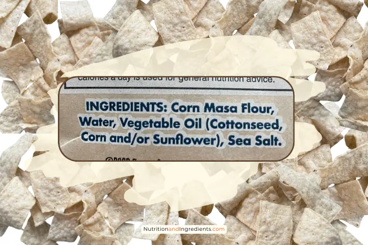 List of ingredients with corn chips in background.