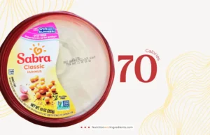 Container of Sabra hummus with text '70 calories'.