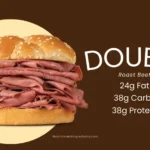 Arby's double roast beef sandwich with list of nutrients.