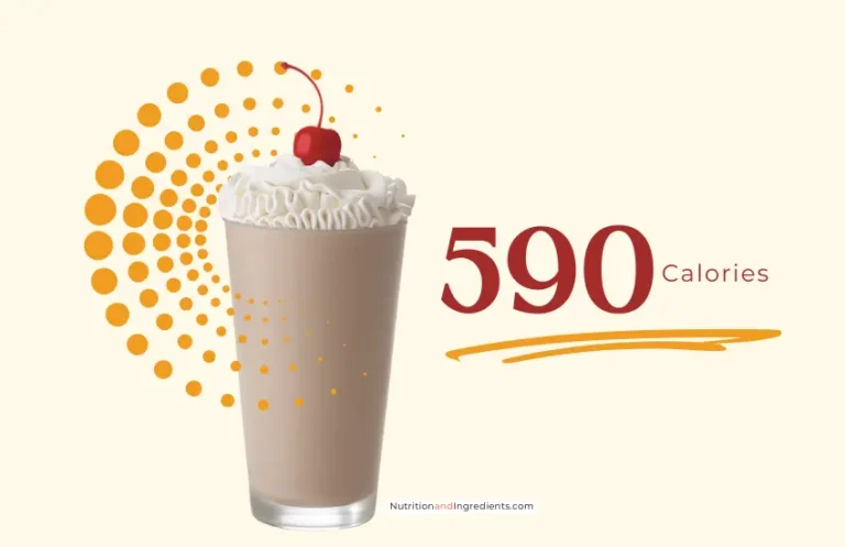 Chick-fil-a chocolate milkshake with text '590 calories.'