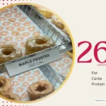 Dunkin' Donuts maple frosted donut with text '260 calories'.