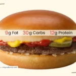 McDonald's hamburger with summary list of nutrients.