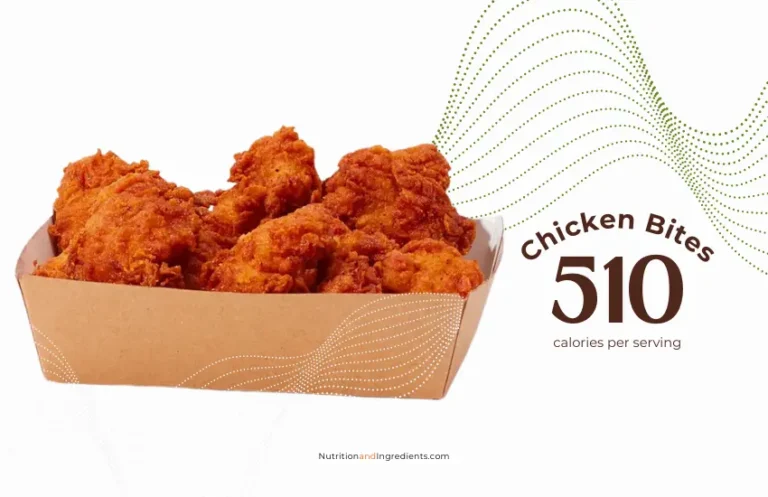 10 piece Shake Shack chicken bites with text '510 calories per serving.'