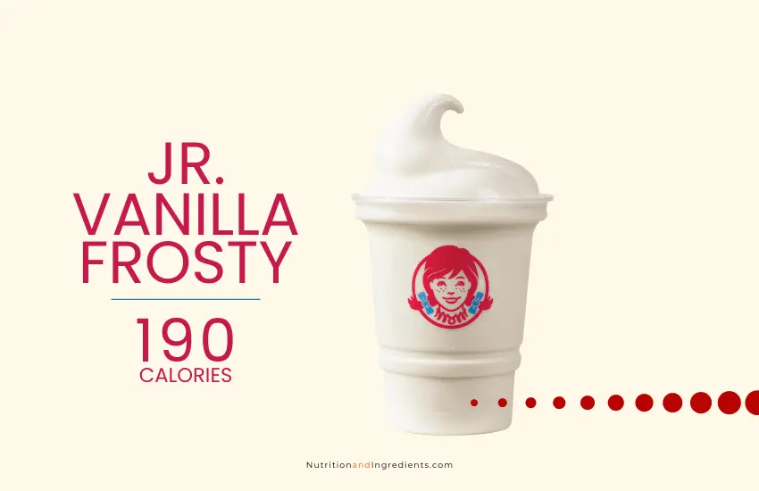 A Jr. Sized Wendy's Vanilla flavored Frosty with text '190 calories.'