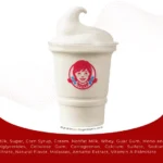 Wendy's vanilla frosty with text listing ingredients.