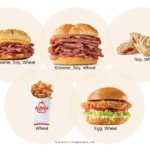 Select Arby's Menu items with list of food allergens.