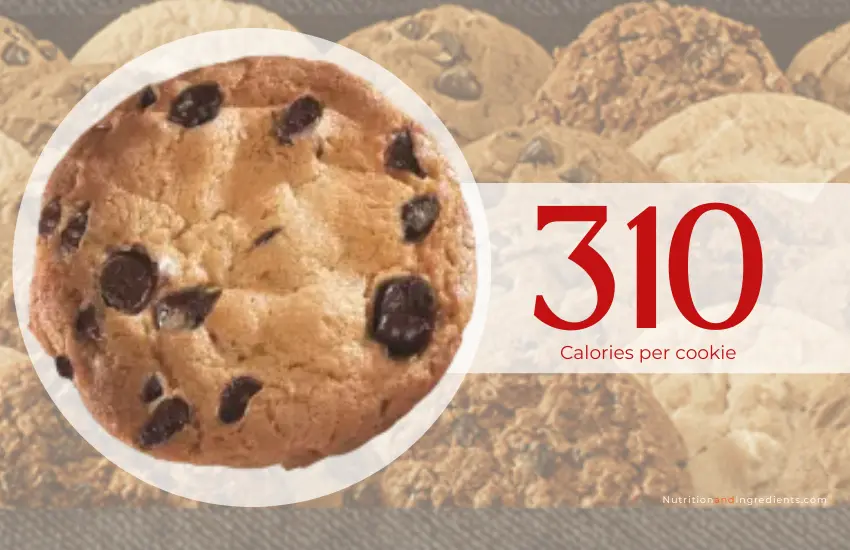 Firehouse Subs chocolate chip cookie with text '310 calories.'