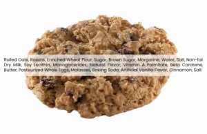 Firehouse Subs Oatmeal Raising cookie with list of ingredients.