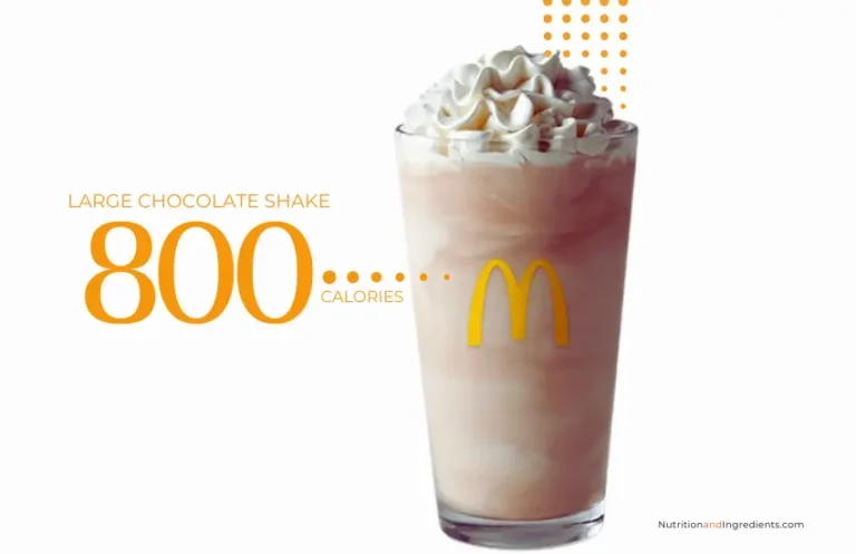 McDonald's large chocolate shake with text '800 calories.'