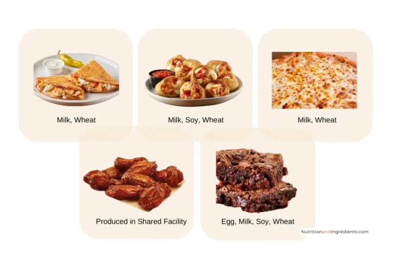 Various menu items from Papa John's Pizza restaurant.