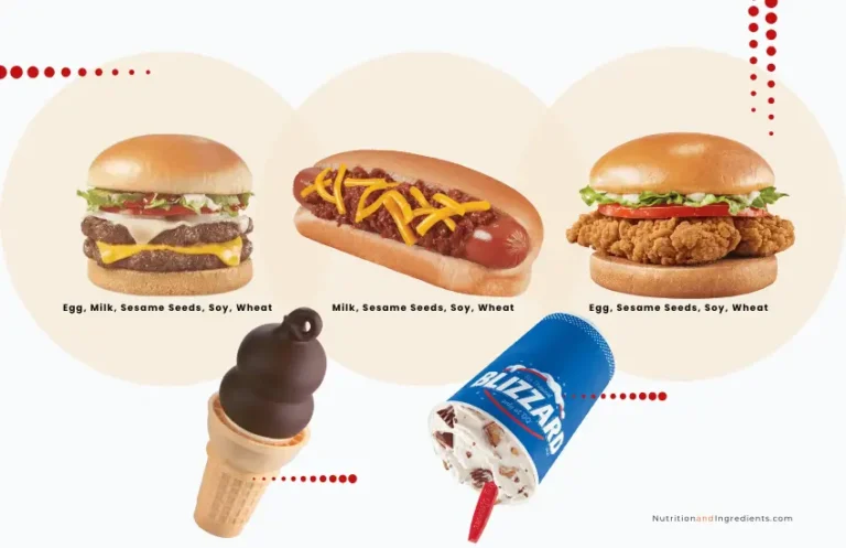 Hamburger, hot dog, chicken sandwich and treats from Dairy Queen.