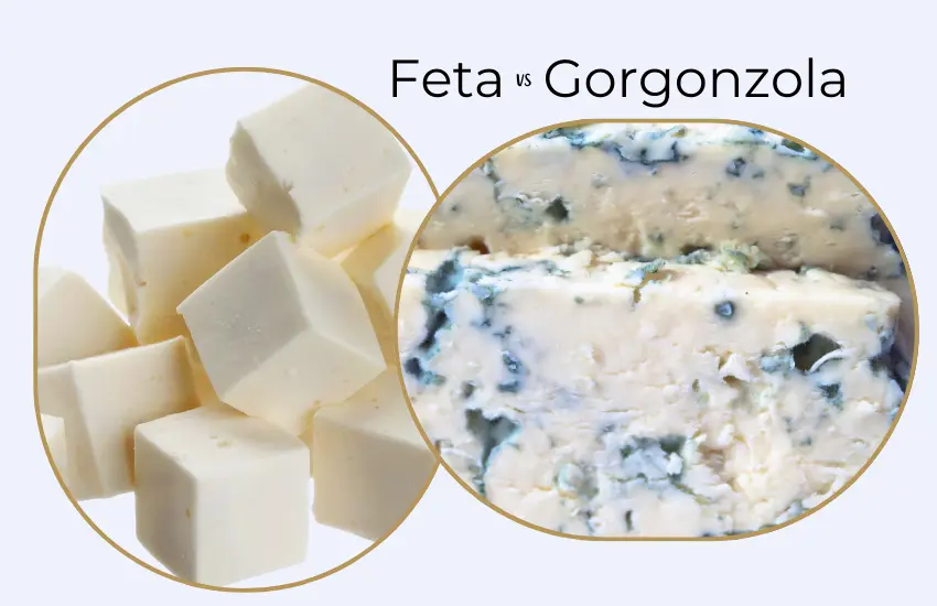 Feta cheese and gorgonzola cheese