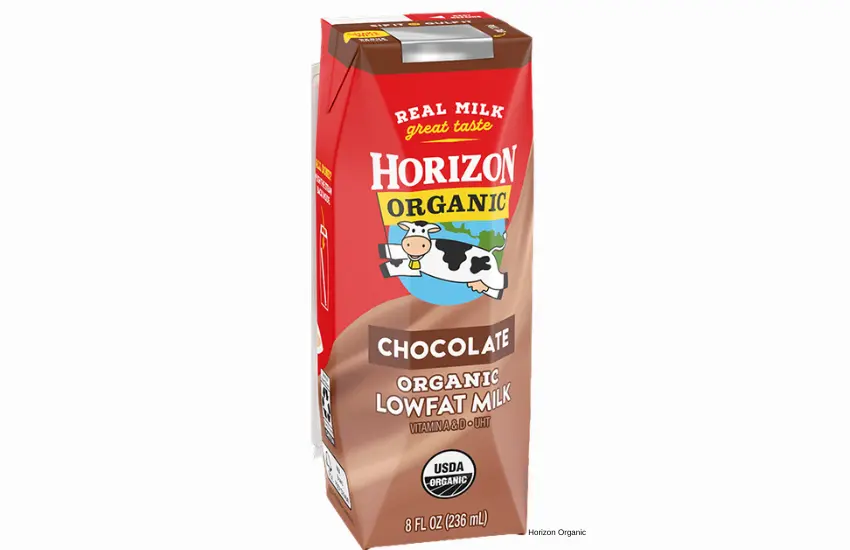 Container of Horizon Organic chocolate milk.