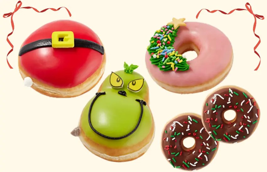 Christmas decorated donuts from Krispy Kreme