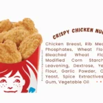 Order of Wendy's crispy chicken nuggets and text list of ingredients.