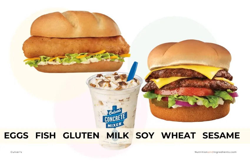 Sandwiches and milkshake from Culver's restaurant.