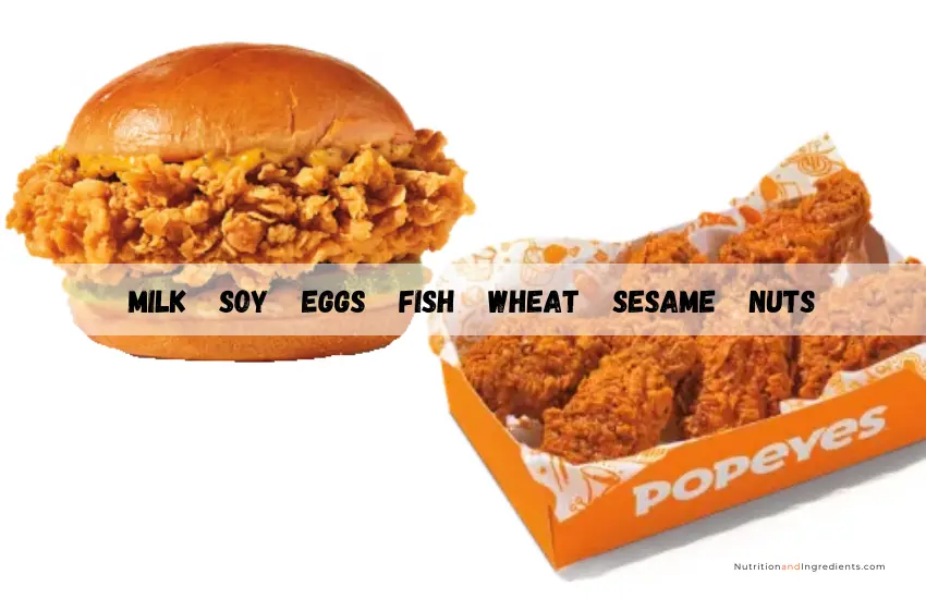 Fried chicken from Popeyes and list of major food allergens