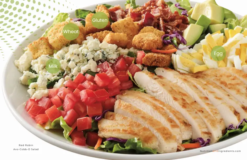 Red Robin salad with chicken, avocado, blue cheese.