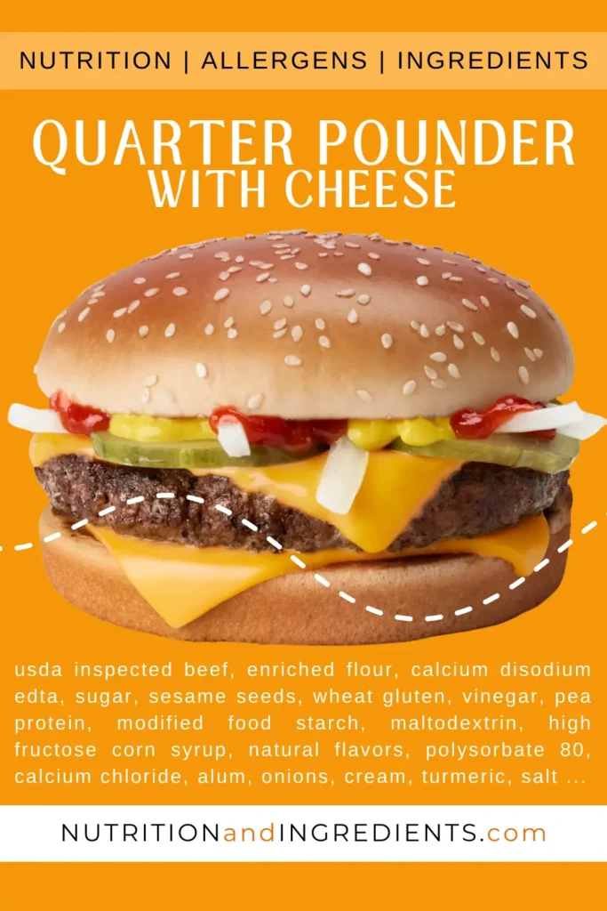 Quarter Pounder with Cheese from McDonald's and text listing select ingredients.