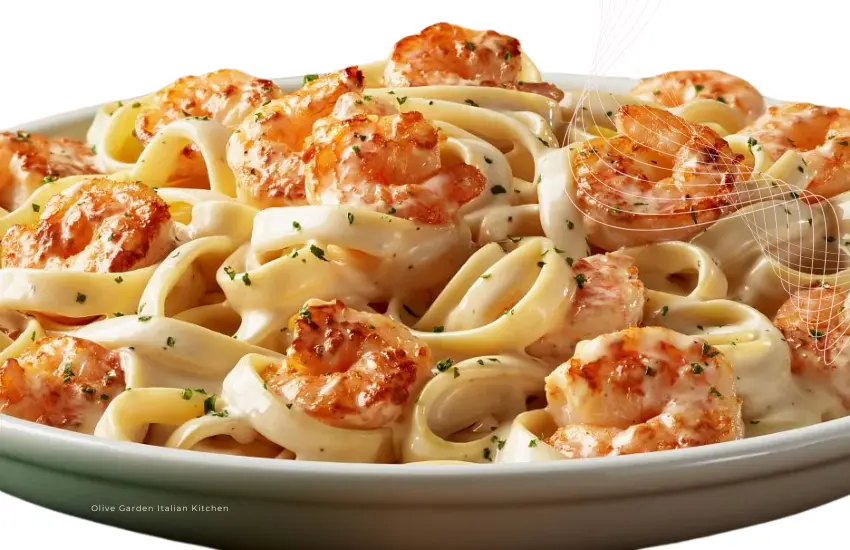 Bowl of shrimp scampi pasta from Olive Garden.