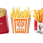 Order of french fries from three fast food restaurants.