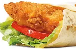 Fried chicken, lettuce, and tomato wrap from Burger King.