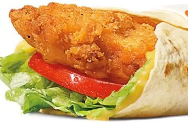 Fried chicken, lettuce, and tomato wrap from Burger King.