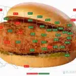 Chick-fil-A Chicken Sandwich and US map with prices in each state.