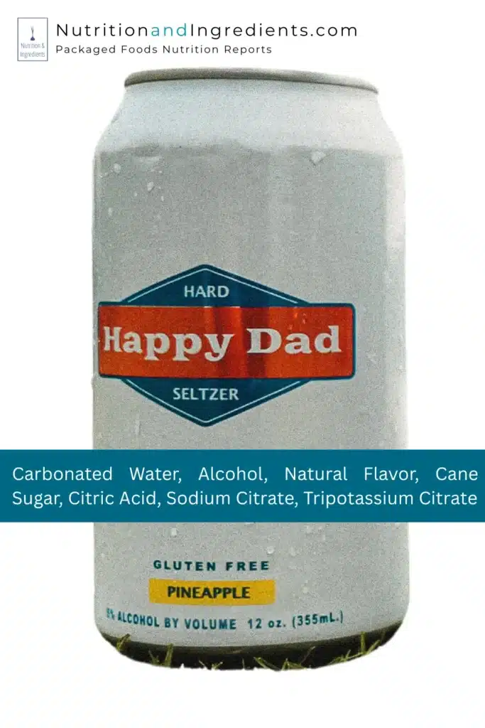 Can of Pineapple flavored seltzer and text list of ingredients.
