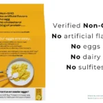 Carton of Just Eggs with text listing benefits.