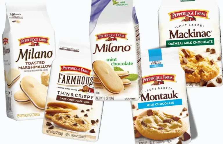 Five packages of Pepperidge Farm packaged cookies.