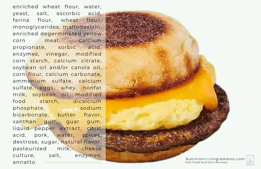 Starbucks sandwich made with sausage, egg, and cheddar.