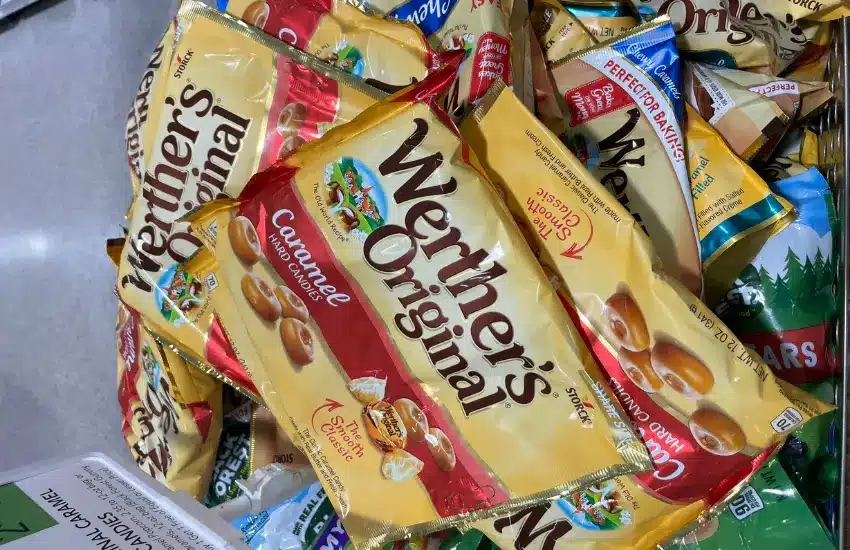 Bags of Werther's candies at grocery store.
