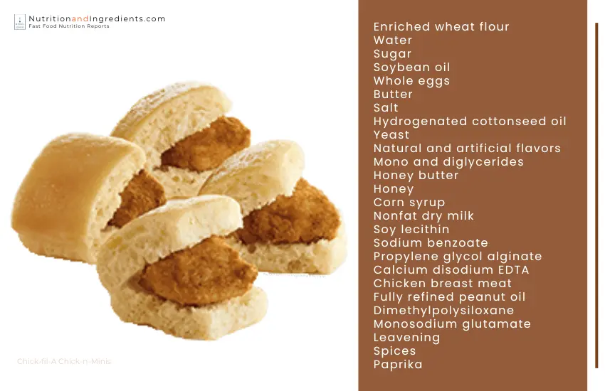 Four Chick-n-Minis with list of ingredients.