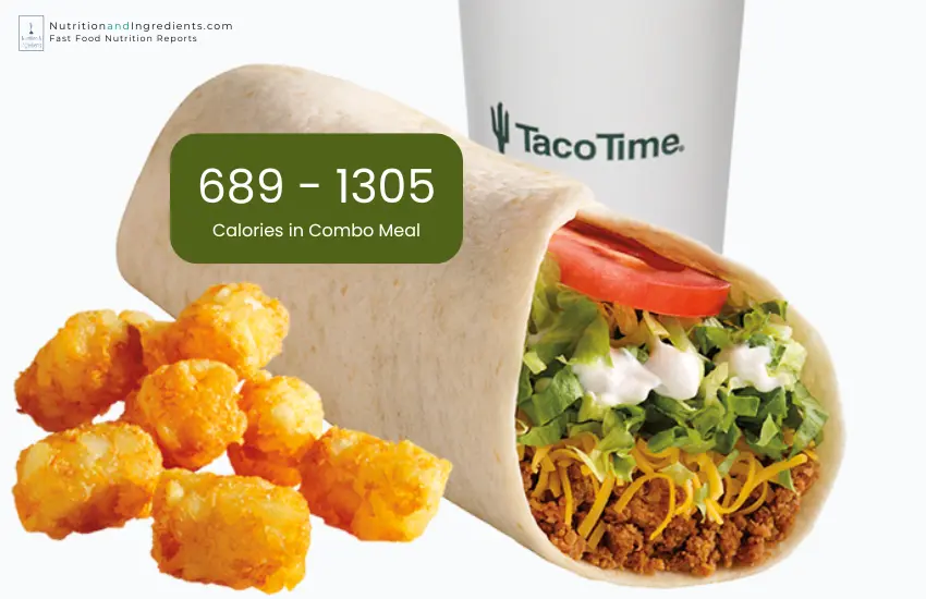 Taco Time NW burrito, tater fries and drink combo meal.