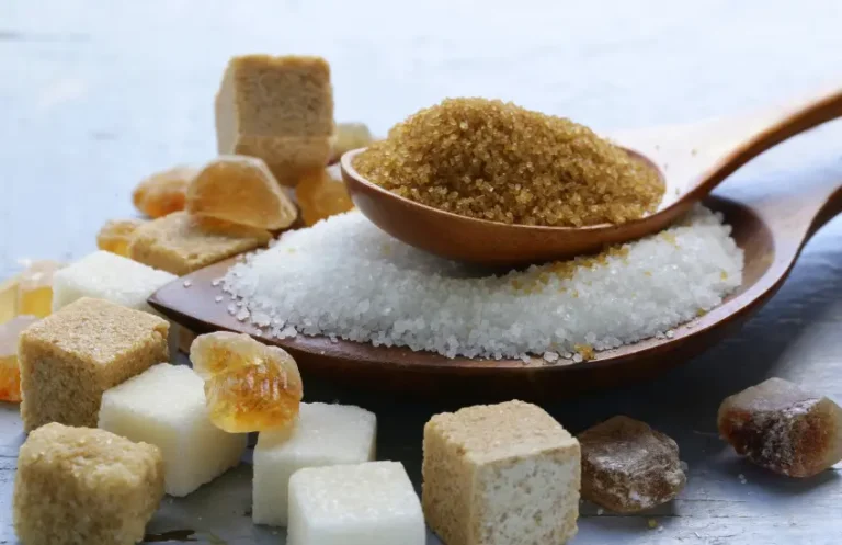 Brown sugar, white sugar, and sugar cubes.