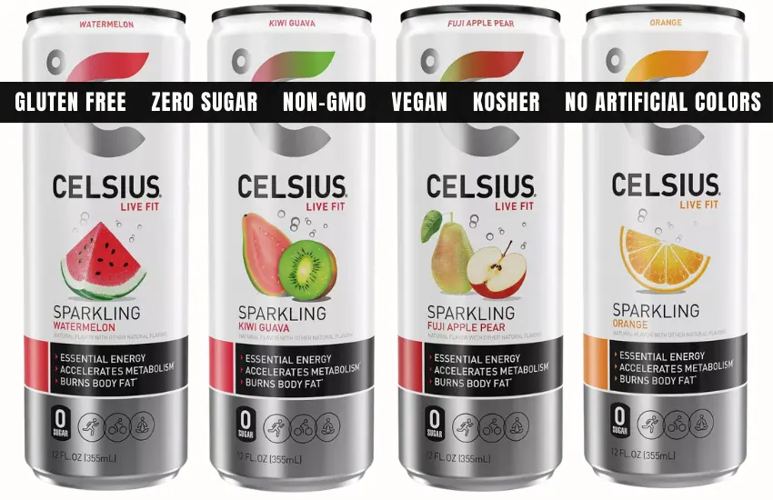 4 cans of Celsius Energy drinks