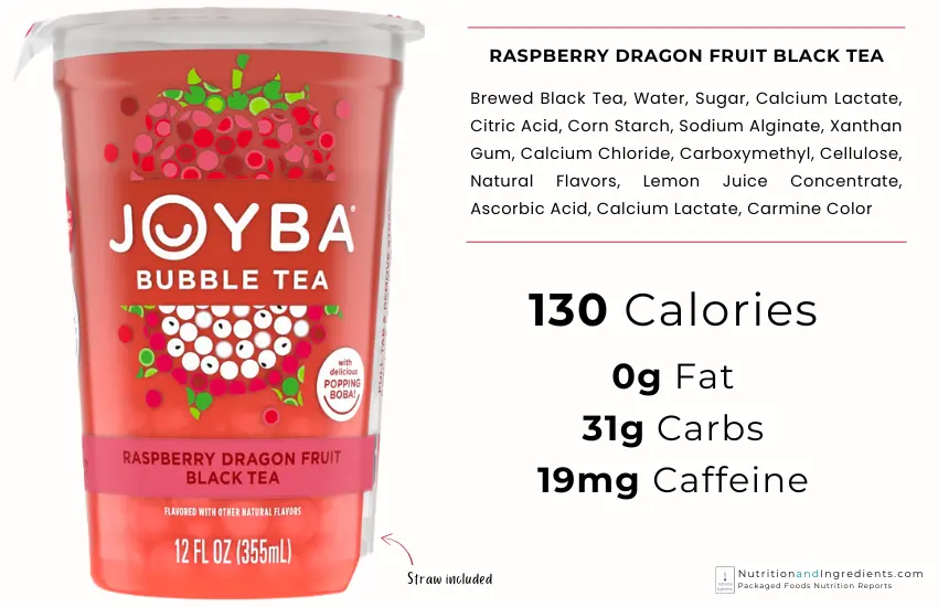 Cup of Joyba raspberry dragon fruit bubble tea.