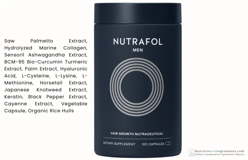 Bottle of Nutrafol hair growth supplements designed for men's health.