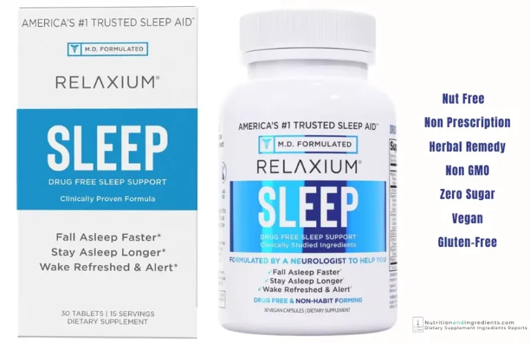 Bottle of Relaxium herbal sleep remedy supplement