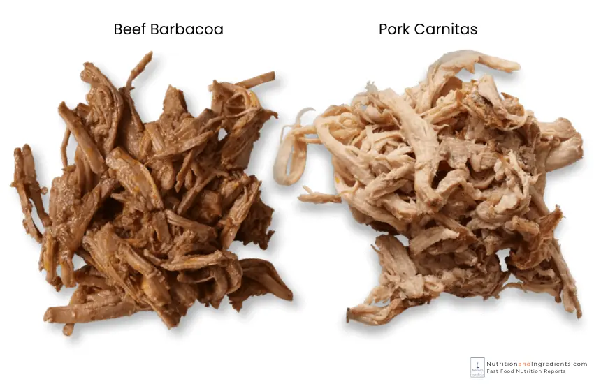Servings of Chipotle barbacoa and carnitas.