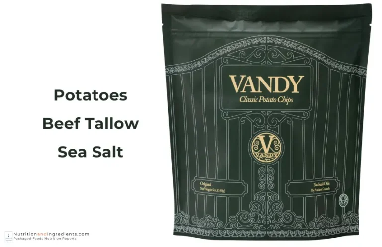 Bag of Vandy crisps with text list of 3 ingredients