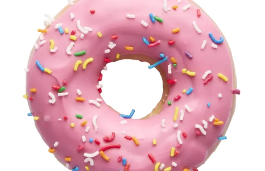 Krispy Kreme strawberry frosted doughnut with sprinkles