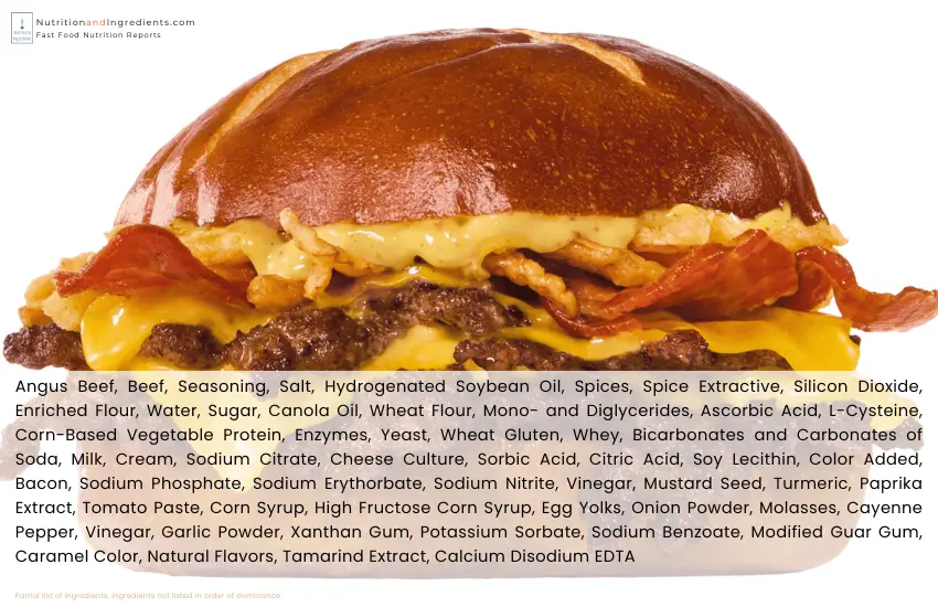 SONIC Smasher with bacon with text list of ingredients.