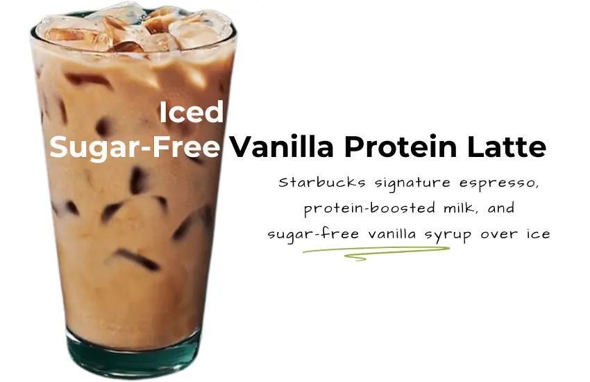 Text description what's in a Starbucks sugar-free vanilla protein boosted latte.